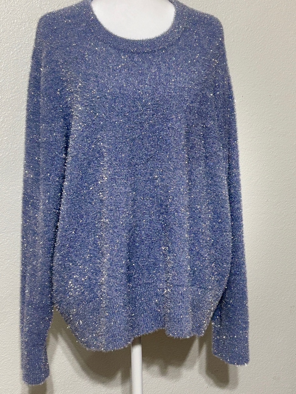 OLD NAVY Womens Size 3X Sparkly Periwinkle Blue Sweater Eyelash Party Metallic